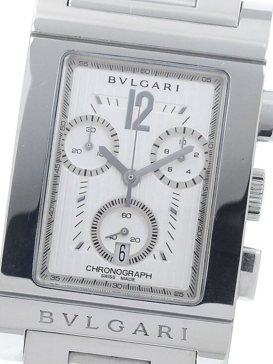 BVLGARI Rettangolo RTC49S Date Chronograph Silver Dial Quartz Men\'s Watch_935473 main image 7